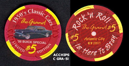 $5 the grand 1950s classic car 1957 chevrolet casino chip atlantic city obsolete 